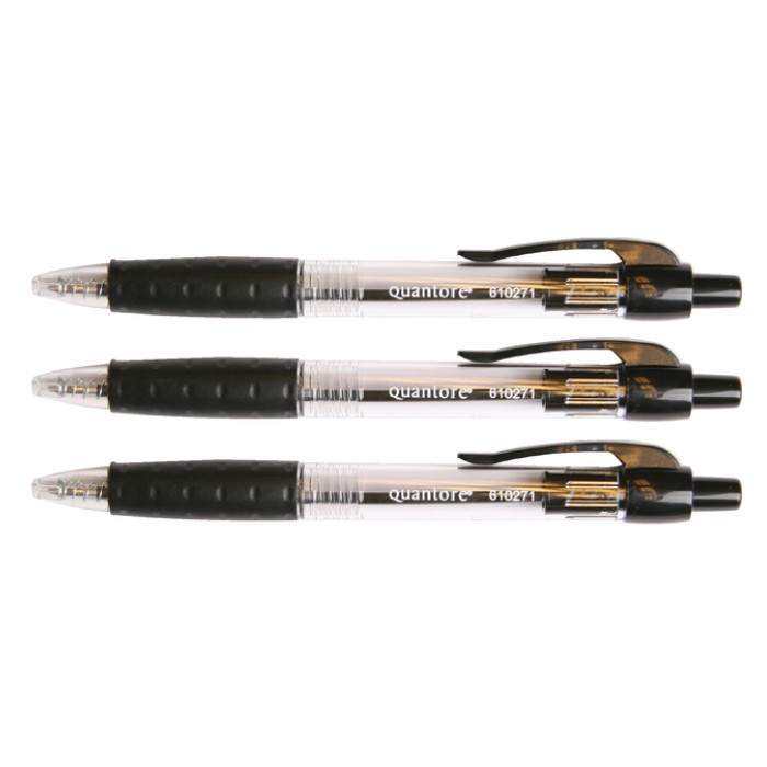 Balpen Quantore Grip drukknop zwart medium