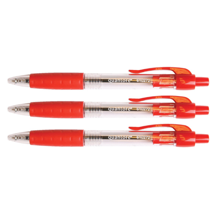 Balpen Quantore Grip drukknop rood medium