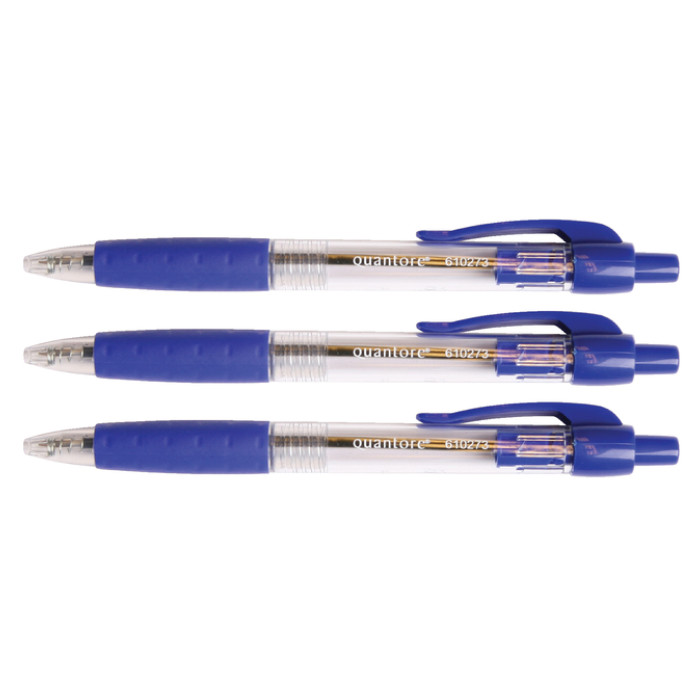 Balpen Quantore Grip drukknop blauw medium