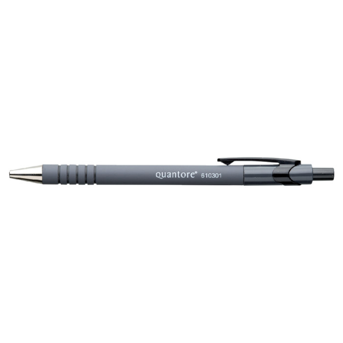 Balpen Quantore rubbergrip drukknop zwart medium