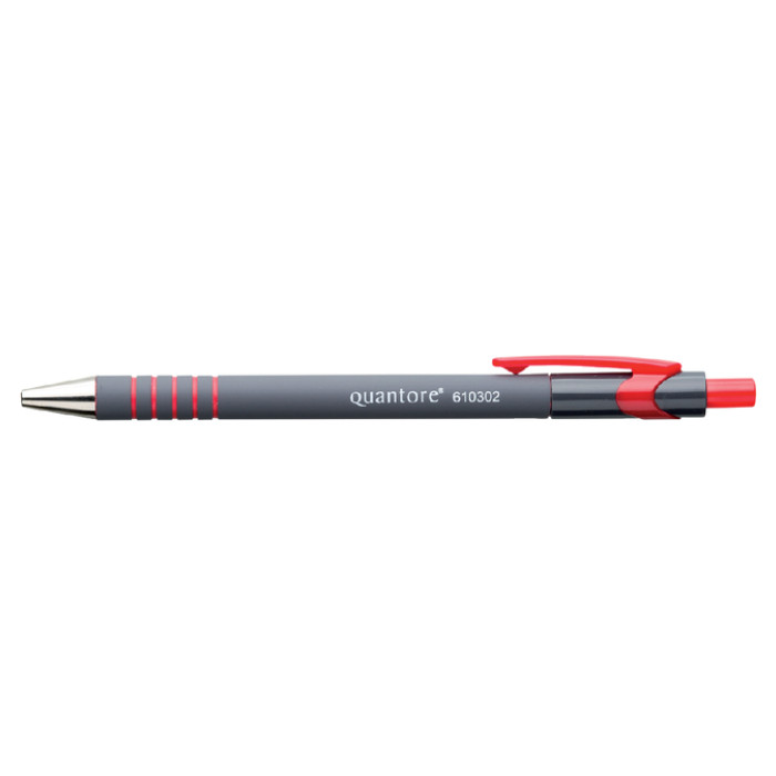 Balpen Quantore rubbergrip drukknop rood medium