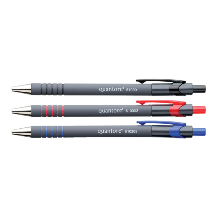 Balpen Quantore rubbergrip drukknop rood medium
