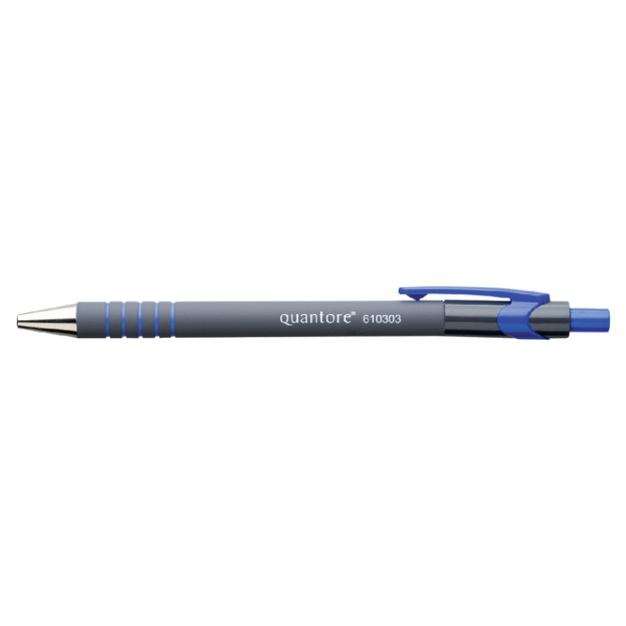 Balpen Quantore rubbergrip drukknop blauw medium