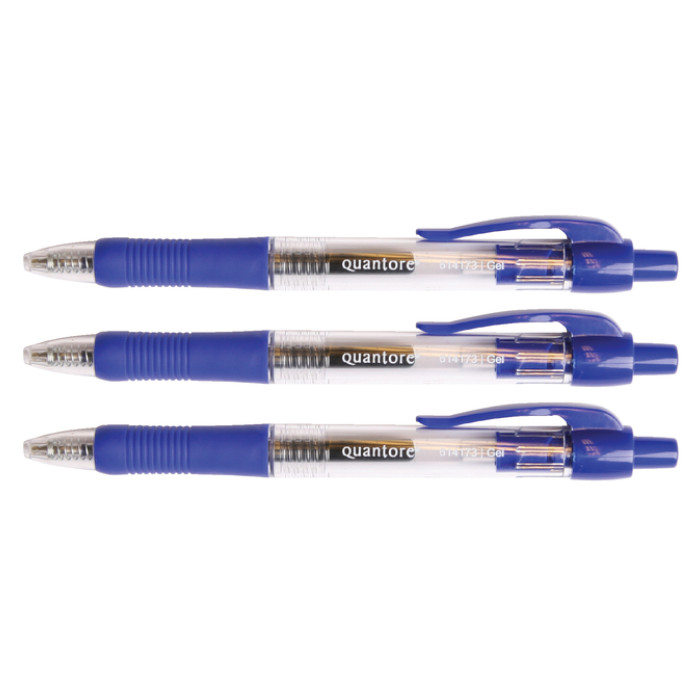 Gelschrijver Quantore grip drukknop 0.7mm blauw