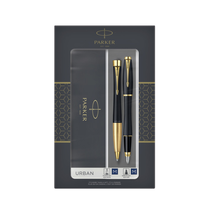Balpen en vulpen Parker Urban matt black GT medium 2 stuks