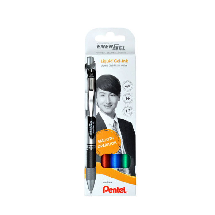 Gelschrijver Pentel BL77 Energel medium assorti 4 stuks