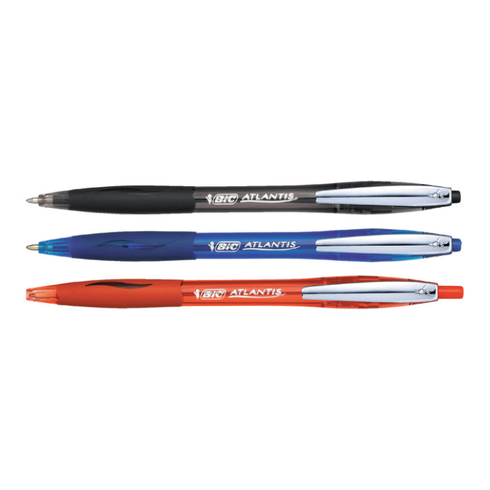 Balpen Bic Atlantis soft metalen clip clic medium zwart