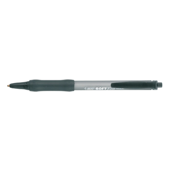Balpen Bic soft feel grip clic medium zwart
