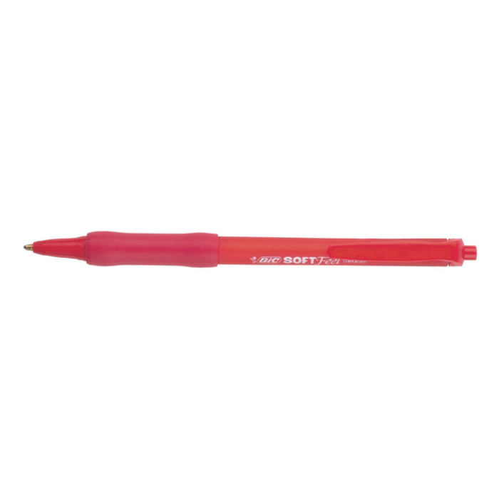Balpen Bic soft feel grip clic medium rood