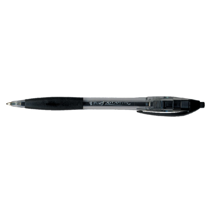Balpen Bic Atlantis classic grip clic M zwart valuepack 30+6 gratis
