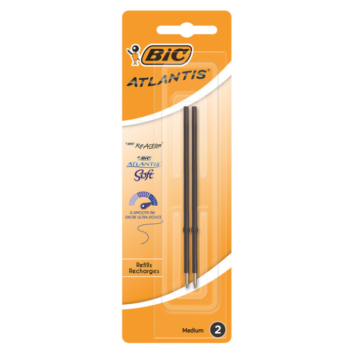 Balpenvulling Bic voor diverse balpennen medium zwart blister à 2st