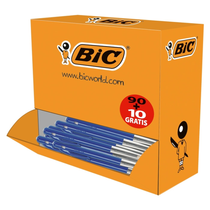 Balpen Bic M10 medium blauw doos 90+10 gratis