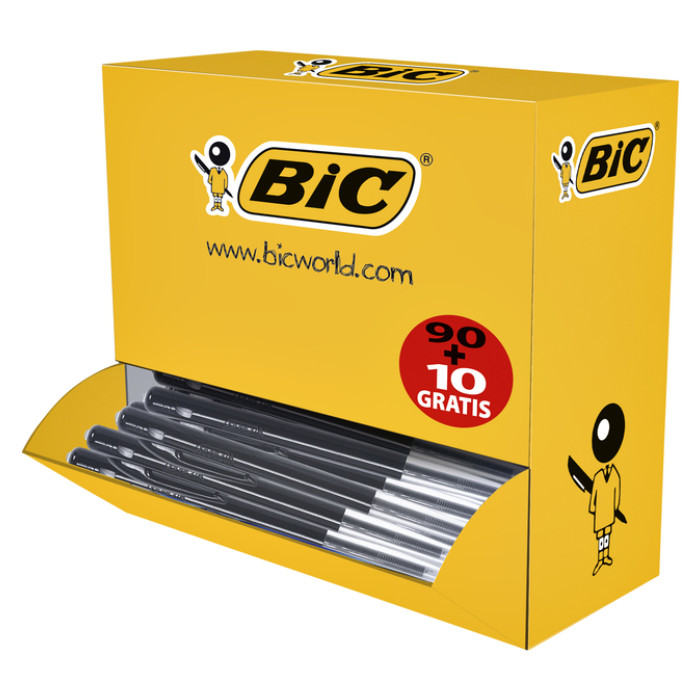 Balpen Bic M10 medium zwart doos à 90+10 gratis
