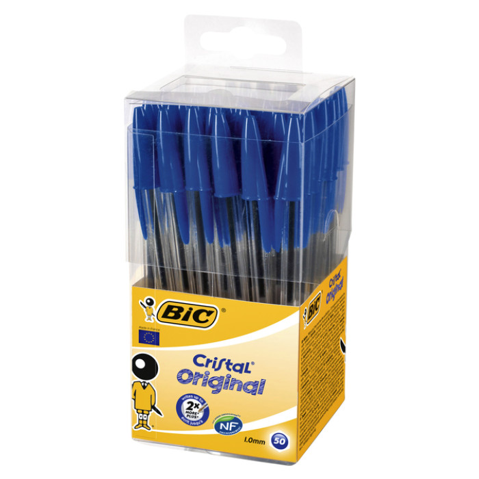 Balpen Bic Cristal medium blauw in tubo verpakking