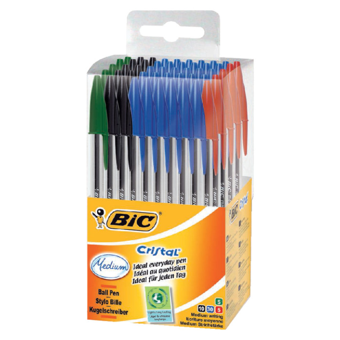Balpen Bic Cristal medium assorti in tubo verpakking