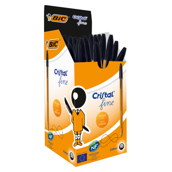 Balpen Bic Cristal fijn zwart
