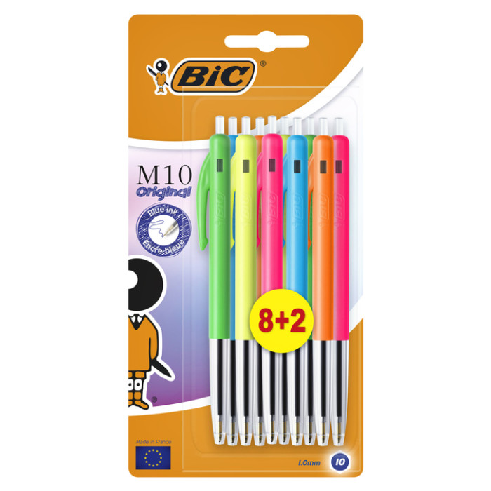 Balpen Bic M10 Colors Limited Edition medium assorti 8+2 gratis