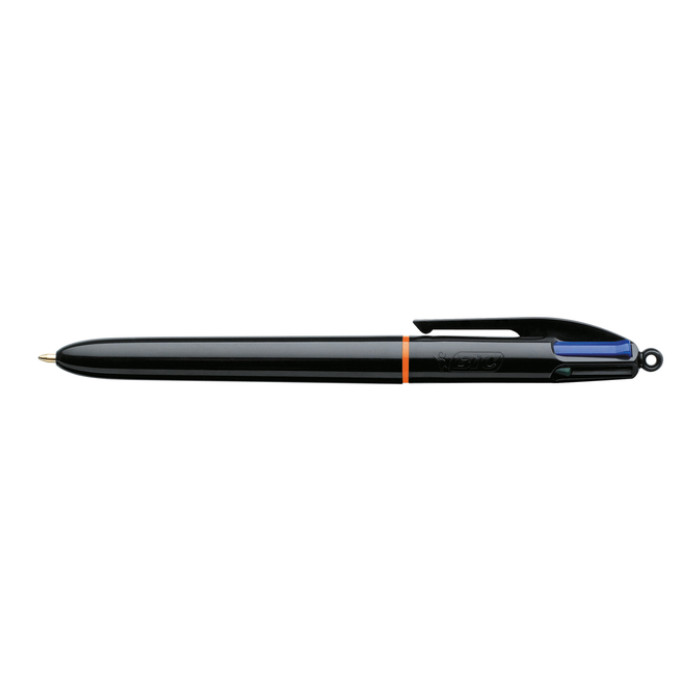 Balpen Bic 4kleuren Pro met ring medium zwart