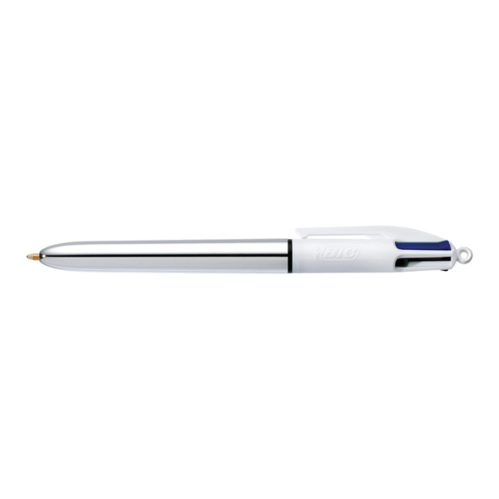 Balpen Bic 4kleuren shine medium zilver