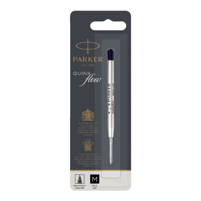Balpenvulling Parker Quinkflow medium zwart blister à 1 stuk