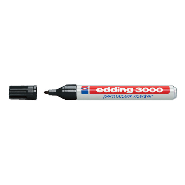 Viltstift edding 3000 rond 1.5-3mm zwart blister à 4 stuks
