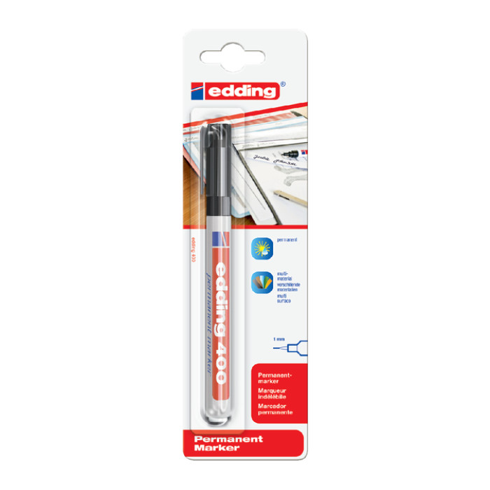 Viltstift edding 400 rond 1mm zwart blister à 1 stuk