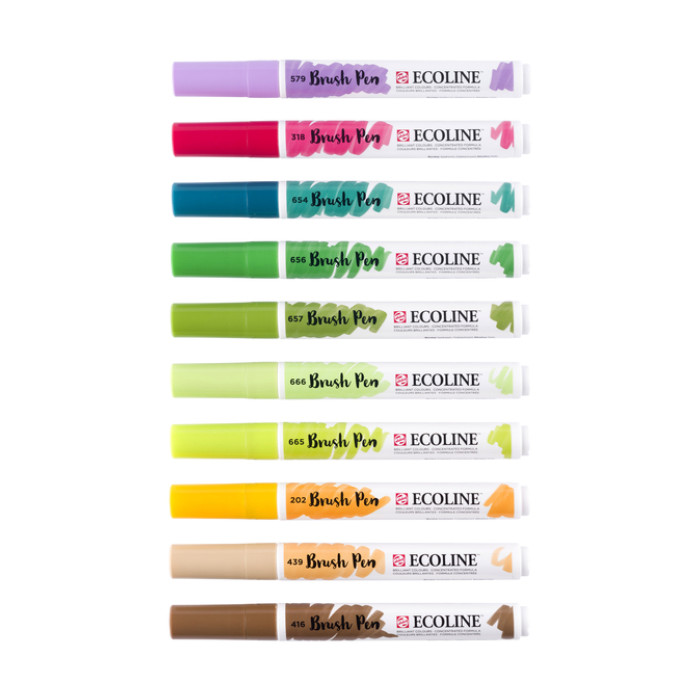 Brushpen Talens Ecoline set à 10 stuks botanisch