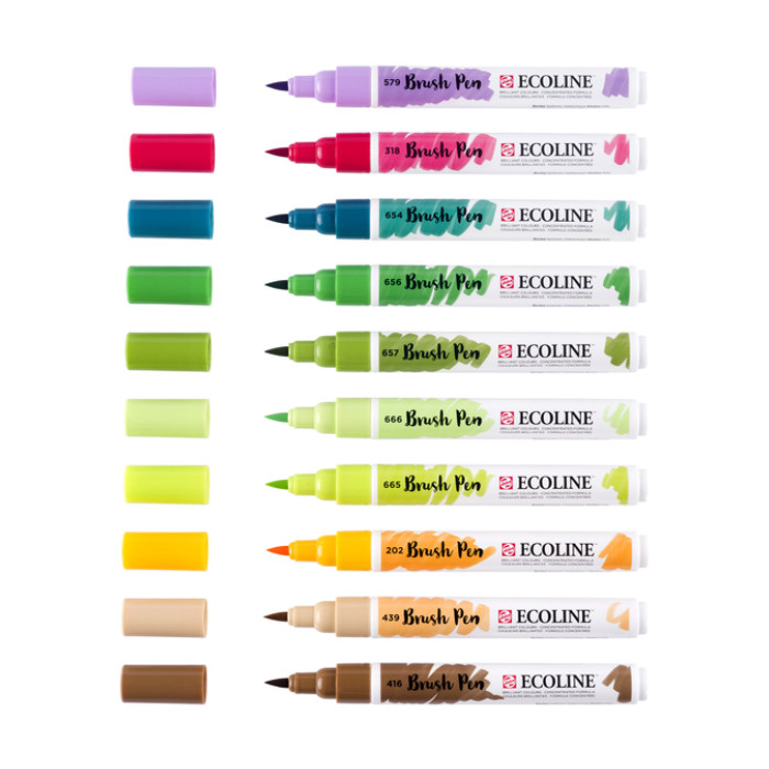 Brushpen Talens Ecoline set à 10 stuks botanisch