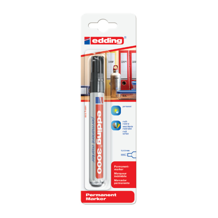 Viltstift edding 3000 rond 1.5-3mm zwart blister à 1 stuk