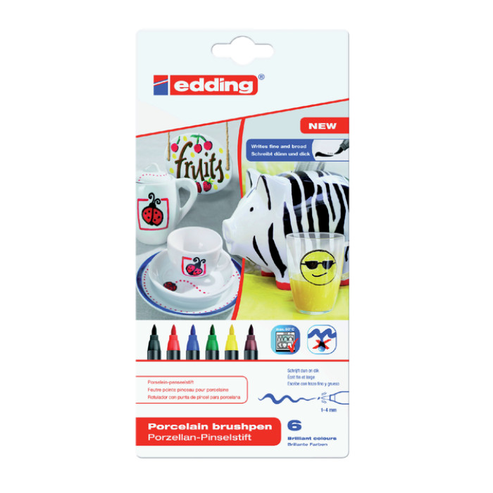 Brushpen edding 4200 porselein assorti etui à 6 stuks