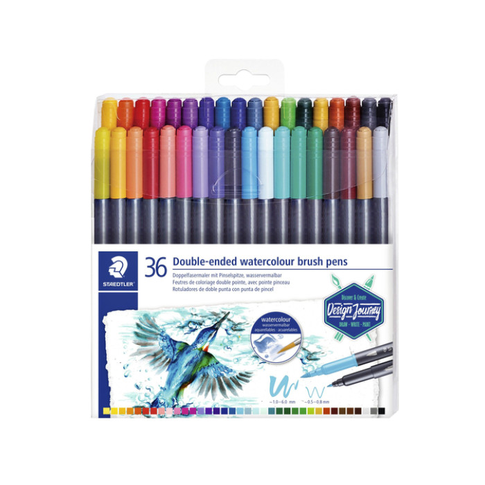 Brushpen Staedtler 3001 Marsgraphic duo 0.5-6mm blister à 36st ass