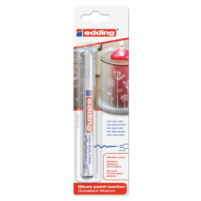 Paintmarker edding 751 op oliebasis 1-2mm wit blister à 1 stuk