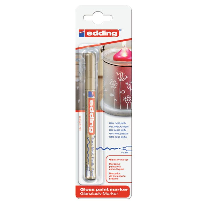 Paintmarker edding 751 op oliebasis 1-2mm goud blister à 1 stuk