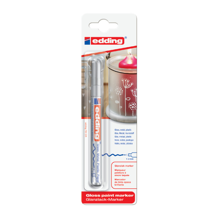 Paintmarker edding 751 op oliebasis 1-2mm zilver blister à 1 stuk
