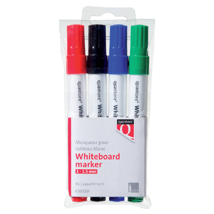 Whiteboardmarker Quantore rond 1-1.5mm 4 stuks assorti