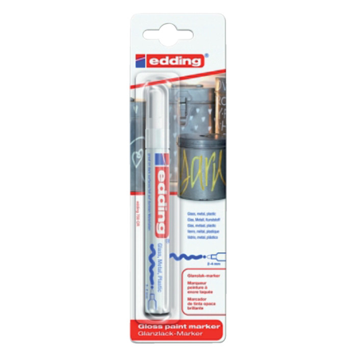 Paintmarker edding 750 op oliebasis 2-4mm wit blister à 1 stuk