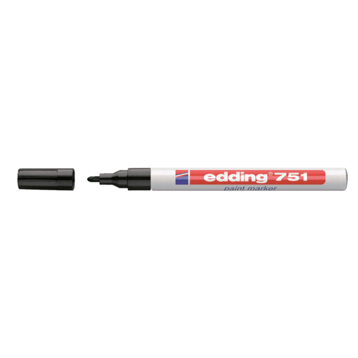 Paintmarker edding 751 op oliebasis 1-2mm zwart blister à 1 stuk