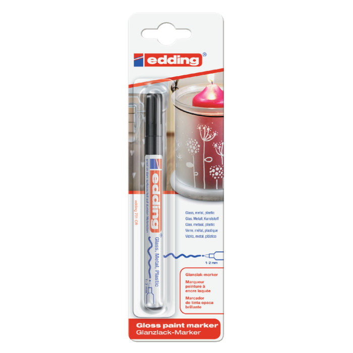 Paintmarker edding 751 op oliebasis 1-2mm zwart blister à 1 stuk