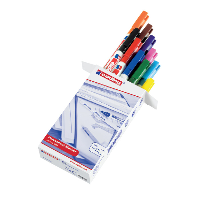 Viltstift edding 400 rond assorti 1mm assorti set à 10 stuks