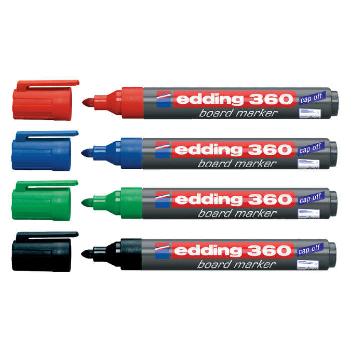 Whiteboardmarker edding 360 rond 1.5-3mm assorti set à 4 stuks