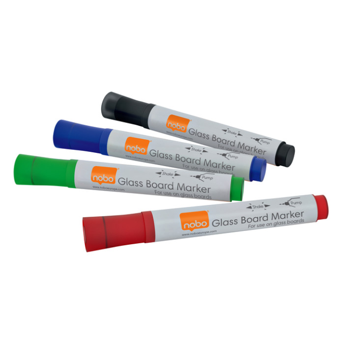 Viltstift Nobo glasbord assorti 4 stuks