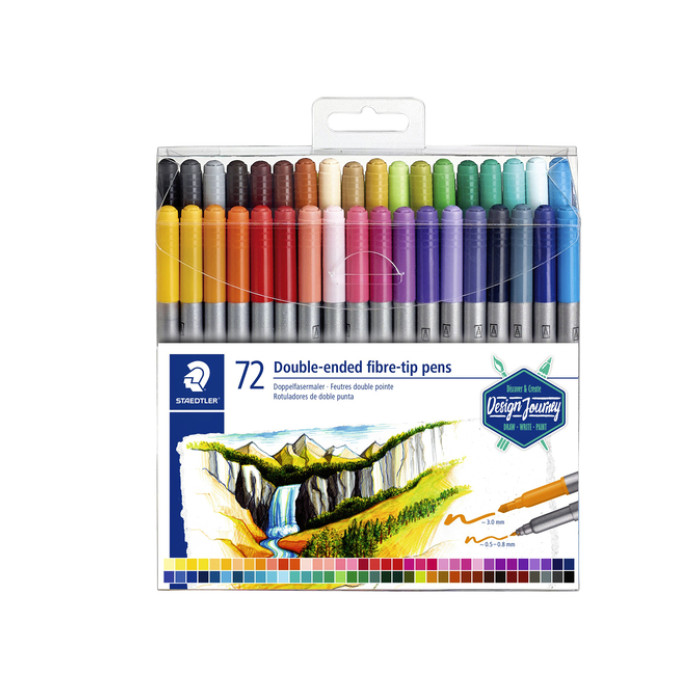 Kleurstift Staedtler 3200 dubbele punt fijn en ultrafijn etui à 72 kleuren