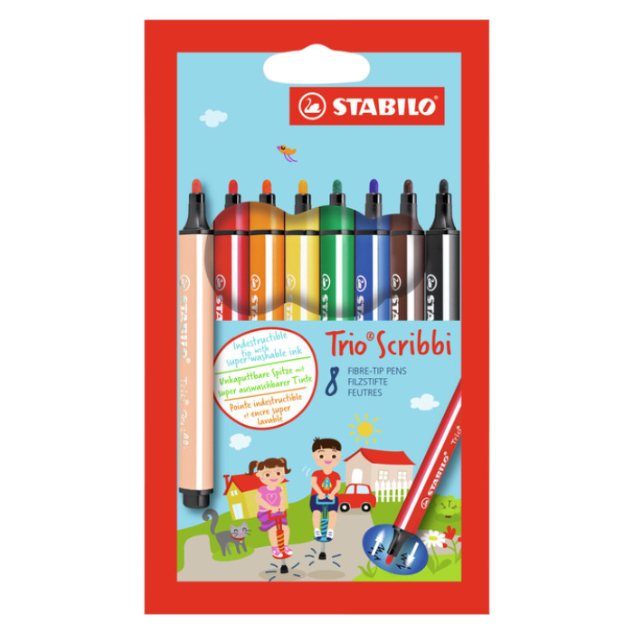 Viltstift STABILO Trio Scribbi 368/8 assorti etui à 8 stuks