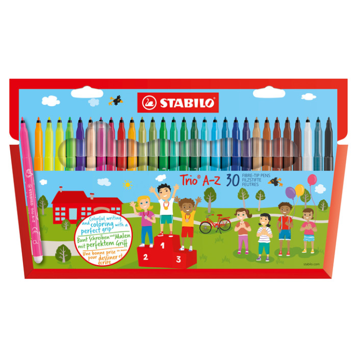 Viltstift STABILO Trio A-Z 378/30 assorti etui à 30 stuks
