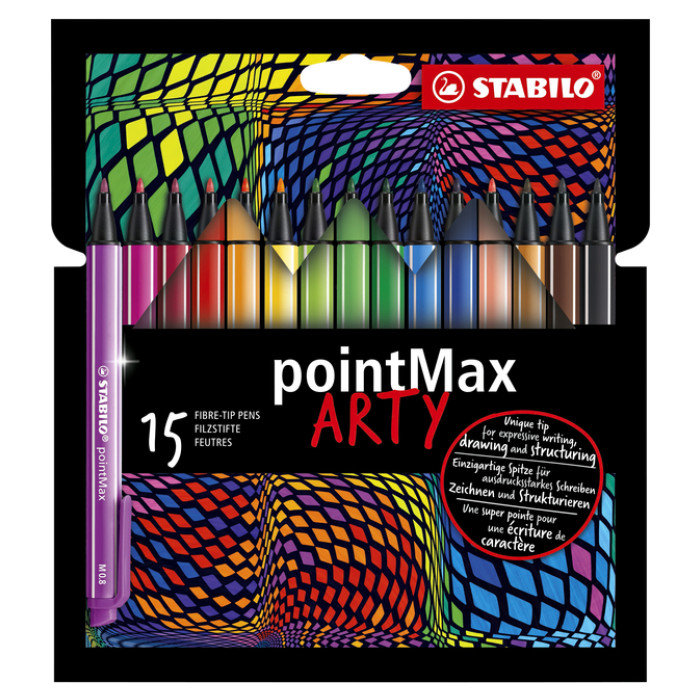 Viltstift STABILO pointMax 488/15 Arty medium assorti etui 15 stuks