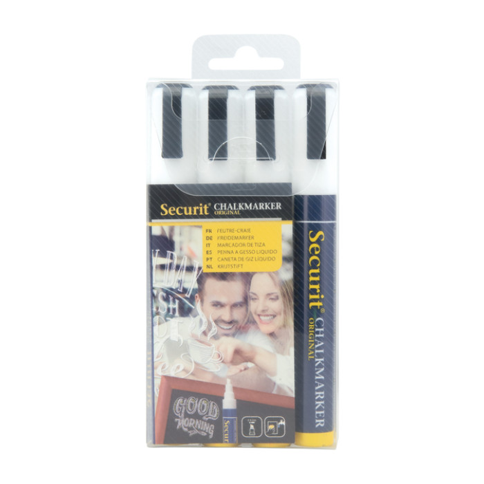 Krijtstift Securit SMA-510 schuin wit 2-6mm blister à 4 stuks