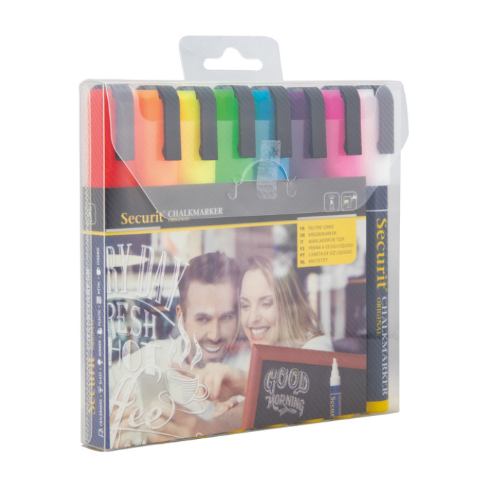 Krijtstift Securit SMA-510 schuin 2-6mm assorti blister à 8 stuks