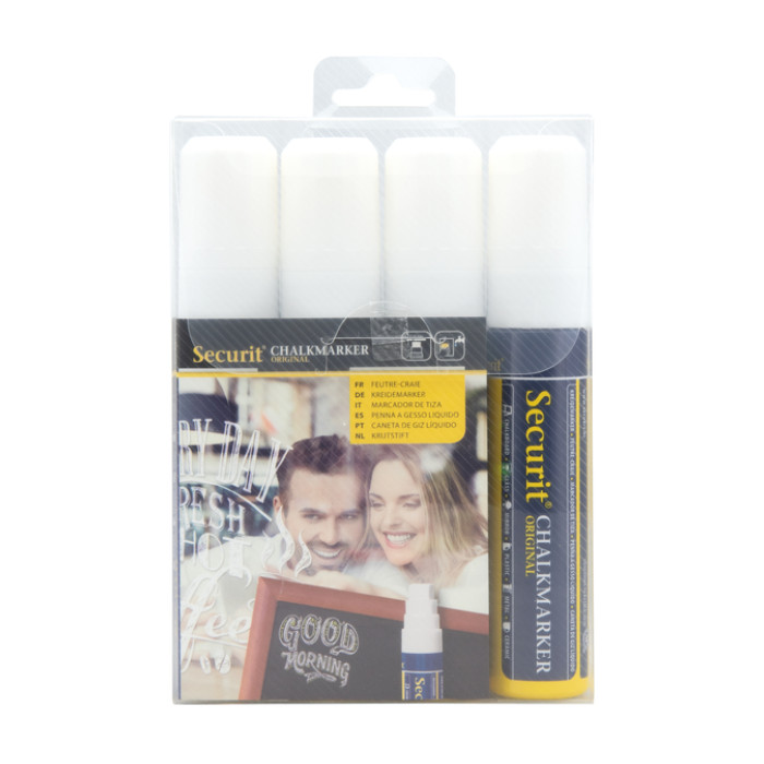 Krijtstift Securit SMA-720 blok wit 7-15mm blister à 4 stuks