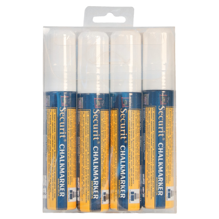 Krijtstift Securit SMA-720 blok wit 7-15mm blister à 4 stuks
