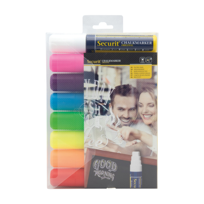 Krijtstift Securit SMA-720 blok ass 7-15mm blister à 8 stuks